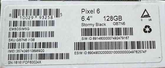 Смартфон: Google Pixel 6 Stormy Black 128Gb. Київ