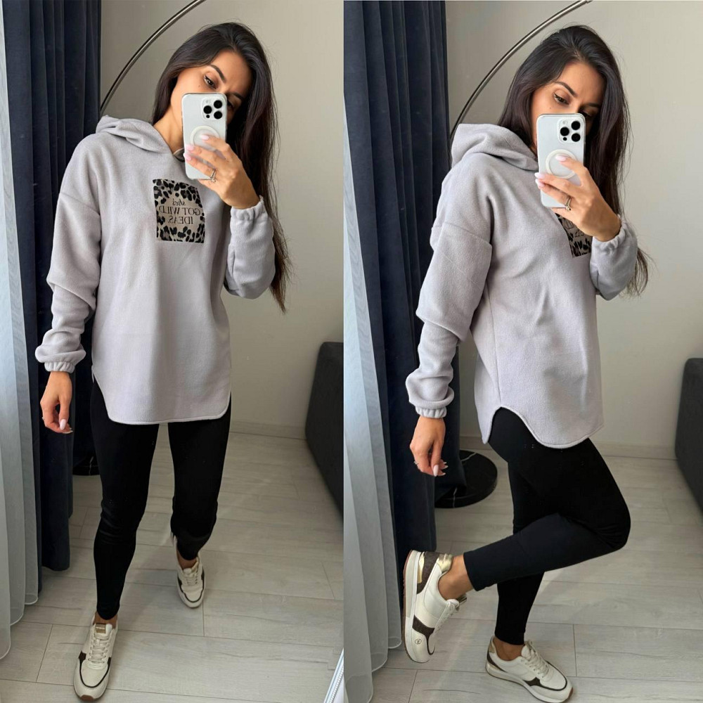 Жіночий теплий костюм-двійка: кофта та лосини двосторонній Polar Фліс + дайвінг на флісі Сірий, 42/44 Одеса - фото 1