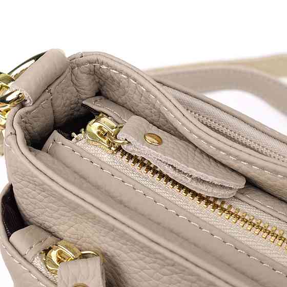 Елегантна жіноча сумка з натуральної шкіри з жорсткою основою Vintage 22985 Сірий Київ