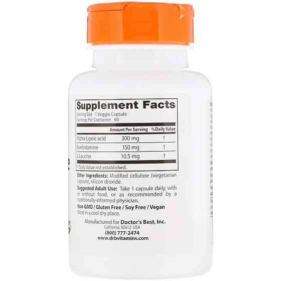 Альфа-липоевая кислота + бенфотиамин (Benfotiamine + Alpha-lipoic acid) 300 мг/150 мг 60 капсул Киев