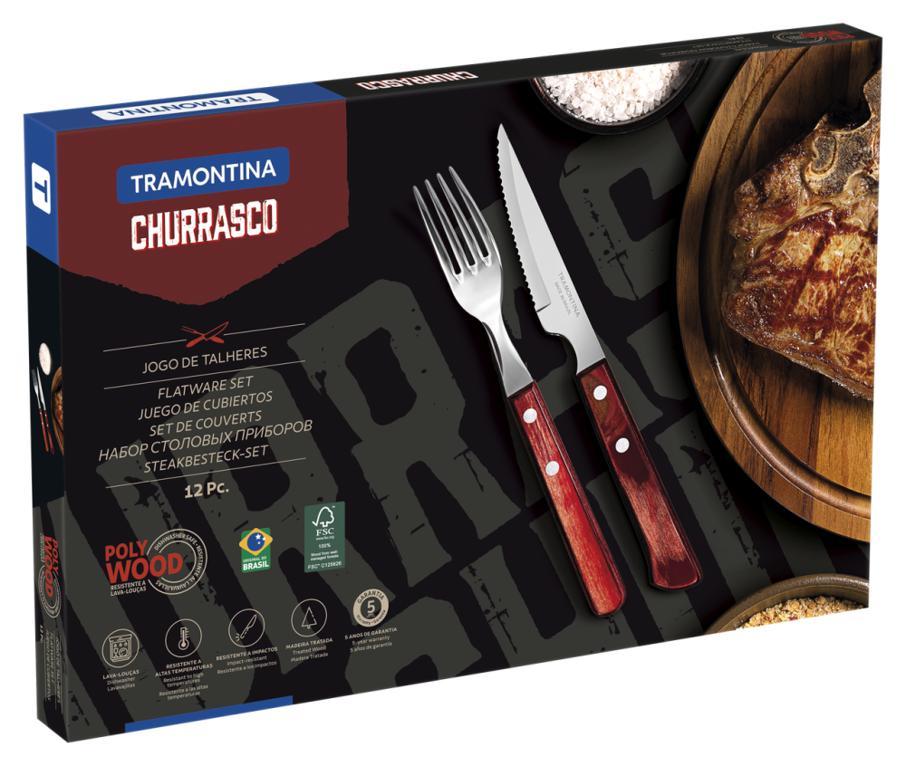 Набор приборов для гриля Tramontina Barbecue Polywood, 12 предметов (6710921) Киев - изображение 2
