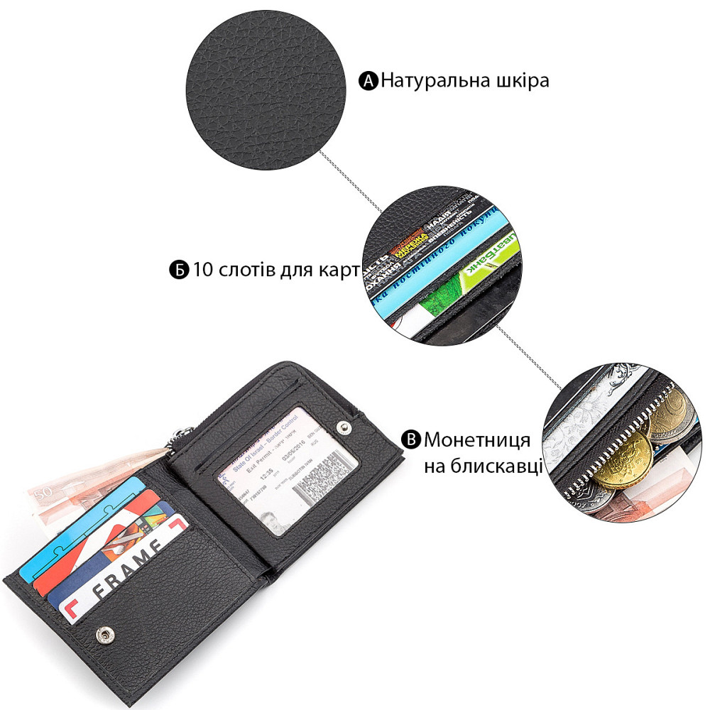 Чоловічий гаманець натуральна шкіра Чорний (ST Leather) Київ - фото 8