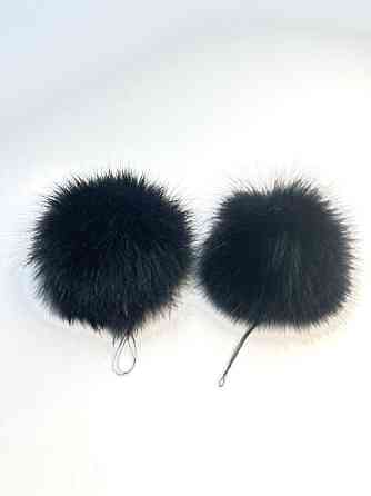 Помпони з натурального хутра песця на шапку 10-12см Чорний Харків