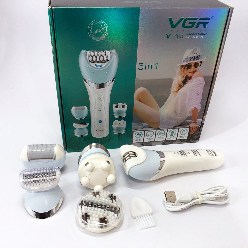 Бездротова акумуляторна жіноча бритва VGR V-703, Епілятор домашній акумуляторний з насадками PX-96 Львів - фото 8
