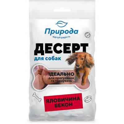 Ласощі для собак Природа Яловичина-бекон 100 г (4823082403400) Вінниця
