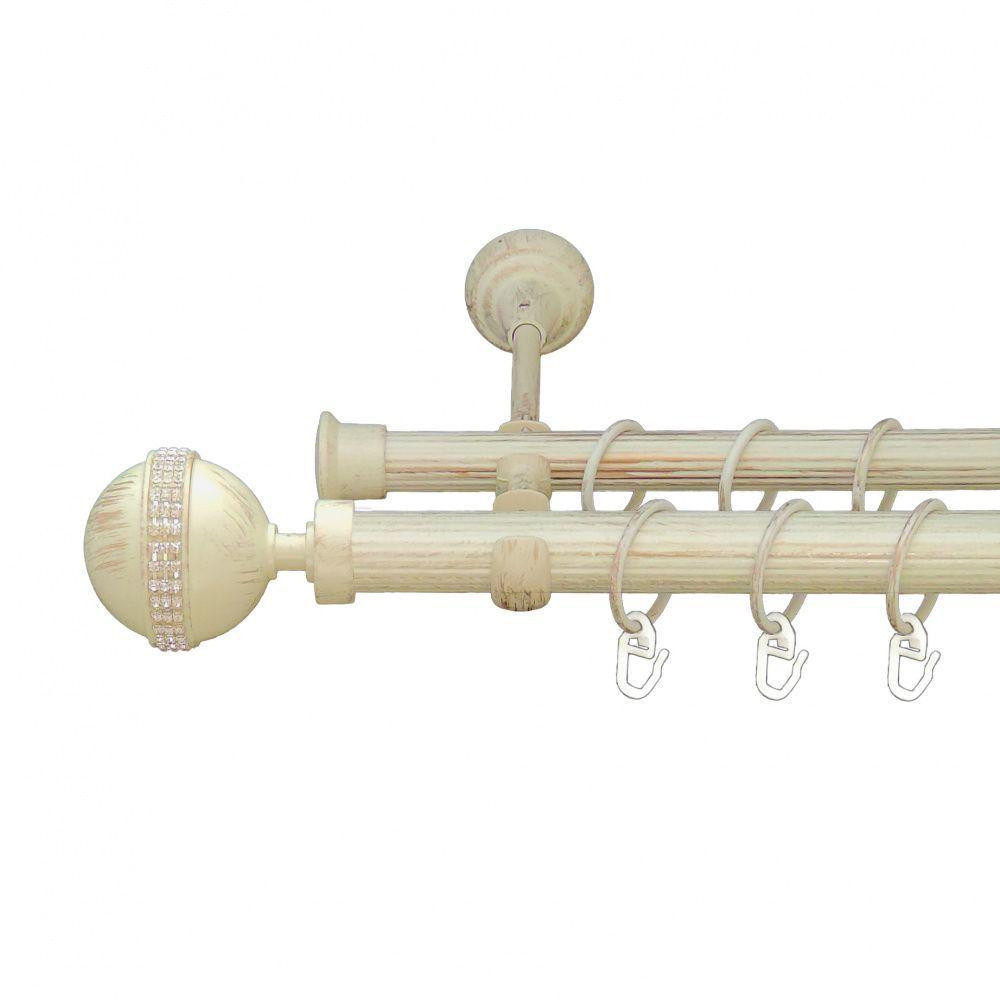 Карниз Orvit Авея металевий дворядний відкритий рифлена труба кільце металеве Біле Золото 25\19 мм 300 см (6951221) Львів - фото 1