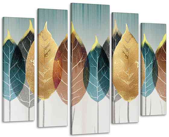Модульна картина у вітальню / спальню Абстракція Листя Art-466_5 ( 80х118см ) Київ