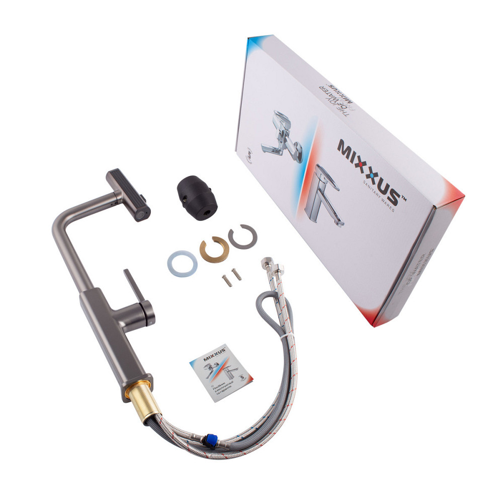 Кухонный смеситель с выдвижным изливом Mixxus Premium HAMMER 014 GRAPHITE (MI6955) Харьков - изображение 6