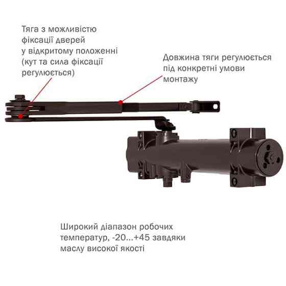 Доводчик дверей 200 кг RYOBI 4550 dark bronze Киев