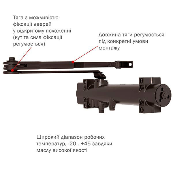 Доводчик дверей 200 кг RYOBI 4550 dark bronze Киев - изображение 5