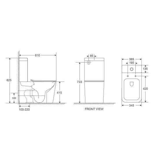 Унітаз-компакт Mixxus Premium Quadro-0401-R 610x365x825mm, система змиву RIMLESS   ( MP6457 ) 35134 Харків