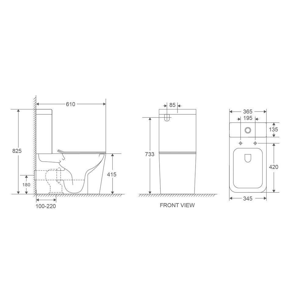 Унітаз-компакт Mixxus Premium Quadro-0401-R 610x365x825mm, система змиву RIMLESS   ( MP6457 ) 35134 Харків - фото 2