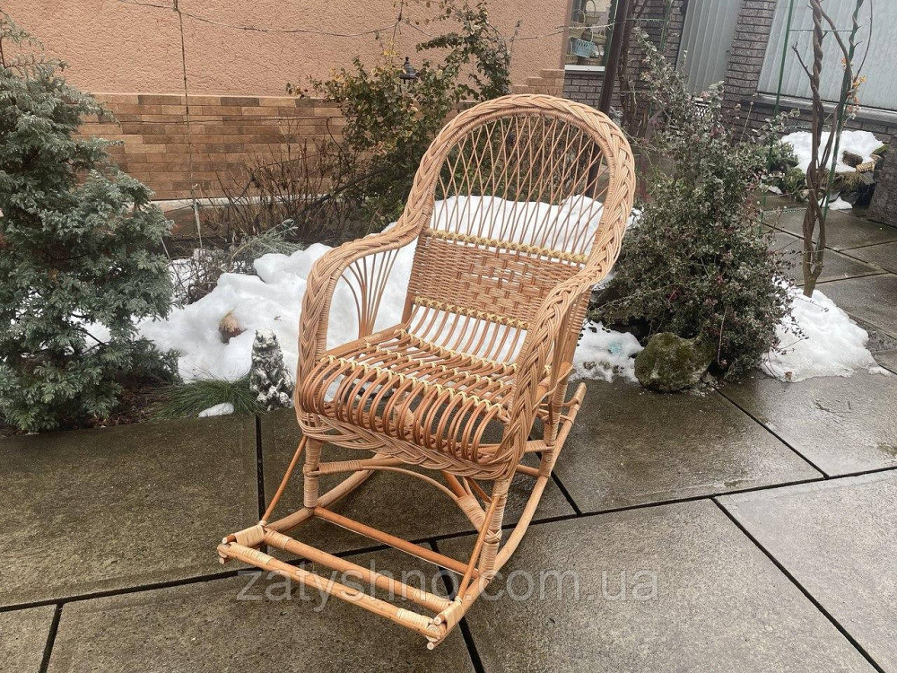 Крісло-гойдалка плетена з підставкою для ніг Київ - фото 10