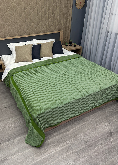 Плед-покривало смужка 220х250 см (+-5см) Салатовий (87-103) Київ - фото 4