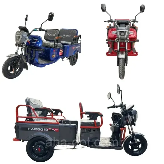 Електричний трицикл з кузовом CARGO-10-GP 1000W-60V-32Ah шини 12"/12" купити дешево в Україні Одеса