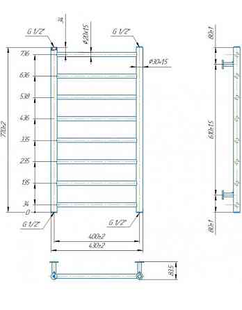 Водяной полотенцесушитель Mario INOX Флет 770х430/400 Киев