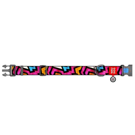 Нашийник для собак нейлоновий WAUDOG Nylon з QR-паспортом, малюнок "Графіті", пластиковий фастекс, XXL, Ш 35 Вінниця