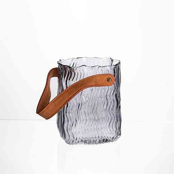 Yiwu Ваза сумочка з ручкою 12×8.5×16 (см) декоративна скляна ваза для квітів 800 (мл) Сірий HP- Коломия