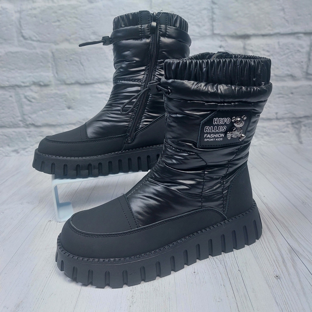 Детские зимние дутики термо черные для девочек  34,35 Николаев - изображение 1