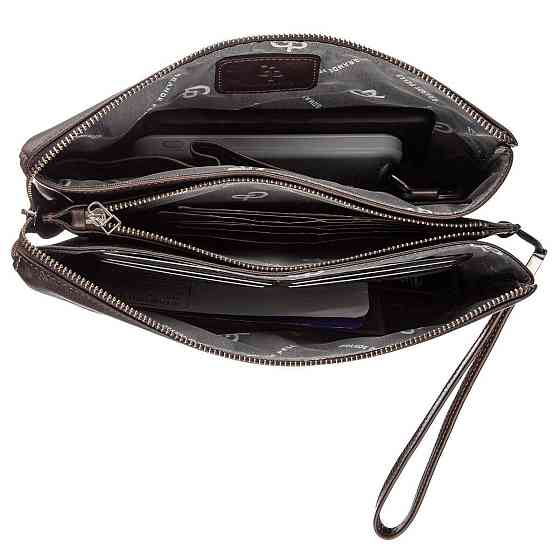 Барсетка чоловіча в гладку шкіру Коричнева (GRANDE PELLE) Київ