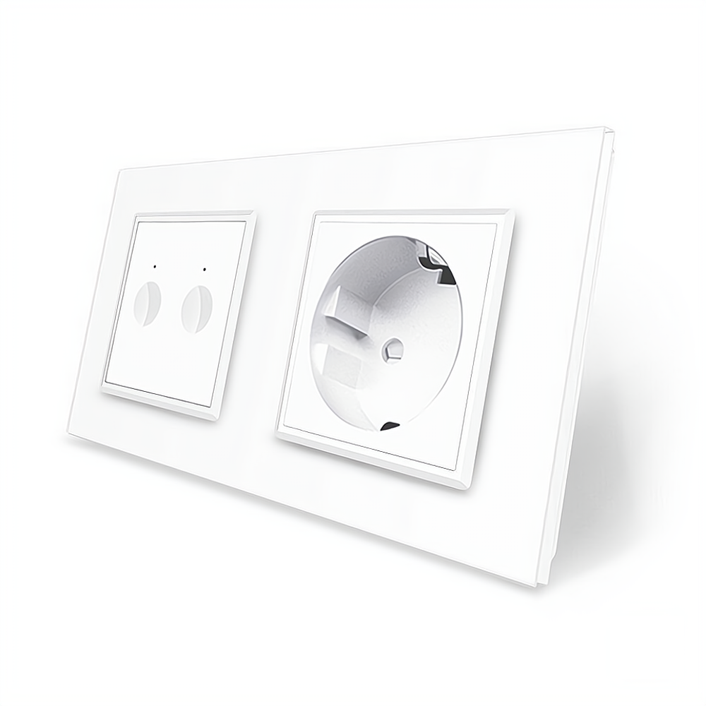 Сенсорний прохідний/перехресний вимикач Sense 2 сенсора 1 розетка Livolo білий скло (VL-C7FC2S/FCTC16A-4WP) Коломыя - изображение 8