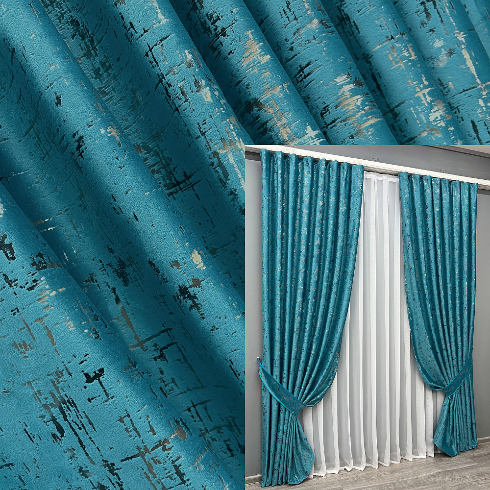 Комплект готових штор VR-Textil Оксамит (бархат) Mirage № 2033ш Блакитний 150х275 см 2 шт (33-1074) Київ - фото 1