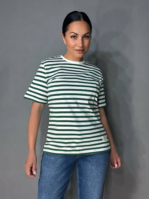 Футболка жіноча Pepper&mint CB24-53 в смужку з нашивкою зелена, зелений, S Київ - фото 16