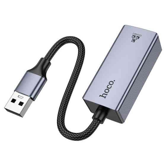 Адаптер HOCO UA37 USB для Ethernet, Металевий сірий Київ