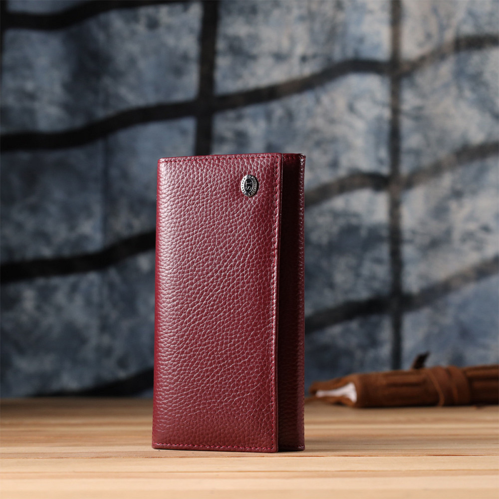 Практичний вертикальний гаманець із натуральної шкіри ST Leather 23085 Бордовий Київ - фото 8