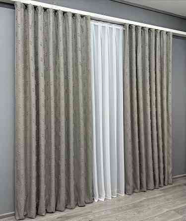 Комплект штор VR-Textil Лен Букле № 1888ш Серый 150х270 см 2 шт (33-0919) Киев