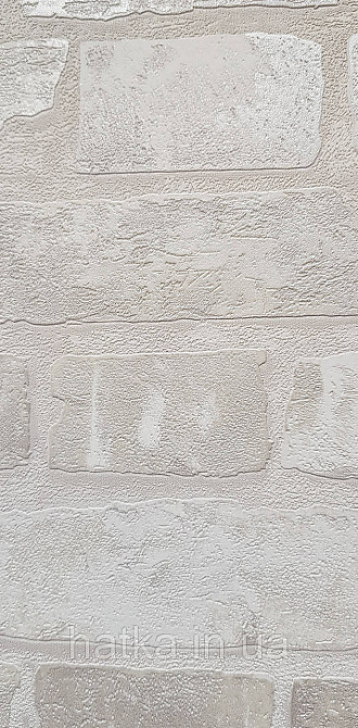 Обои виниловые на флизелине AdaWall Roka 1.06х10 под кирпич структурные белые молочные серебристые 23104-1 Киев - изображение 3
