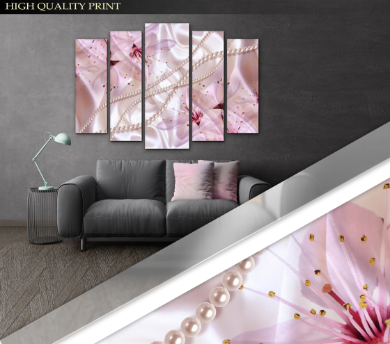 Модульна картина у вітальню / спальню Абстракція Квіти Art-427_5 ( 80х118см ) Київ