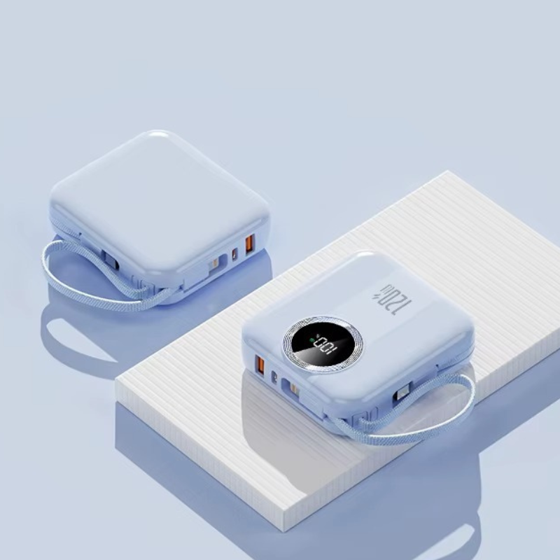 Мини-повербанк 10000 mAh с быстрой зарядкой 22.5W, с Power Delivery 20W и встроенными кабелями Lightning и Type-C,Blue Каменец-Подольский - изображение 8