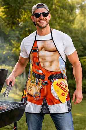 Фартук с приколом для мужчин Строитель 70 на 50 см разноцветный Киев