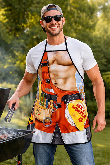 Фартук с приколом для мужчин Строитель 70 на 50 см разноцветный Киев - изображение 5