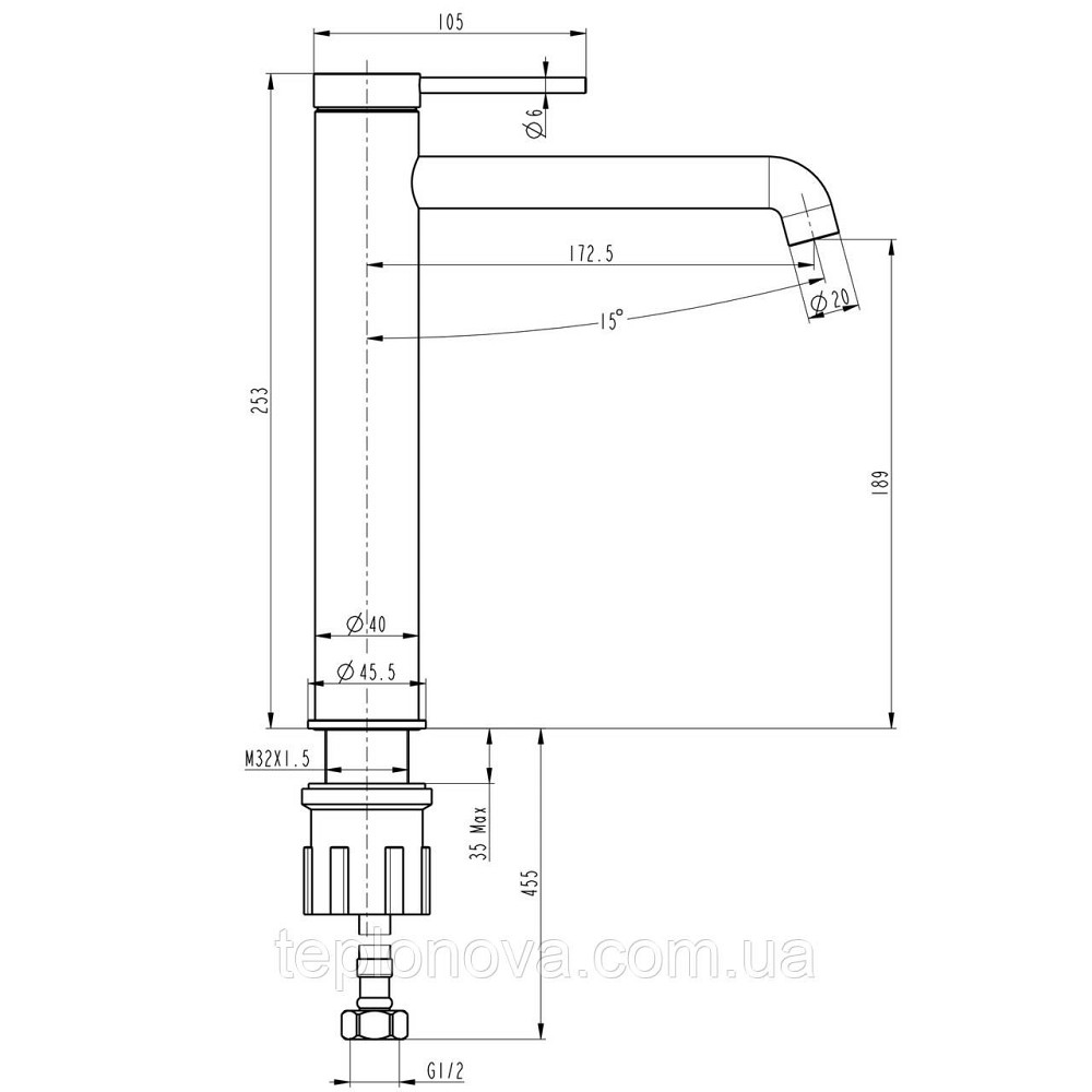 Смеситель для умывальника TOPAZ LOFT TLF 32203-H75-C Черновцы - изображение 6