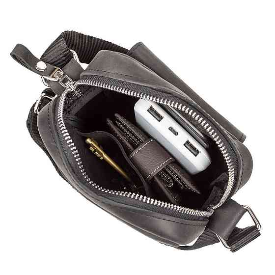 Сумка SHVIGEL 11076 з вінтажній шкіри Чорна Київ