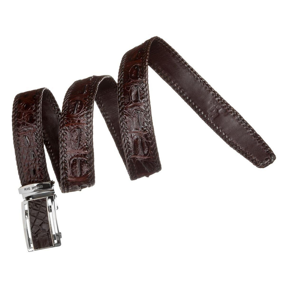 Ремінь-автомат CROCODILE LEATHER 18171 з натуральної шкіри крокодила Коричневий Київ - фото 10