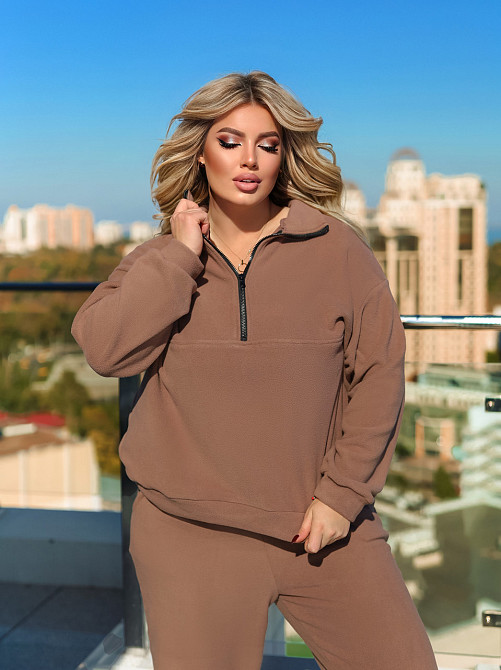 Спортивний костюм на флісі жіночий "Real" | Норма та батал Кпачино, 54-56 Київ - фото 1