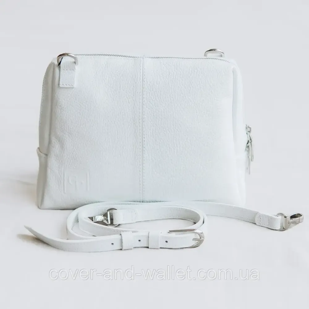 Елегантна жіноча сумка крос-боді з натуральної шкіри білого кольору Grande Pelle 702702 Київ - фото 4