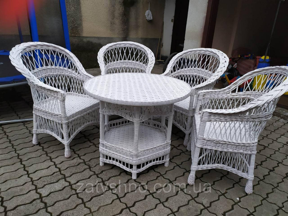 Белая мебель плетеная с круглым столом Киев - изображение 1