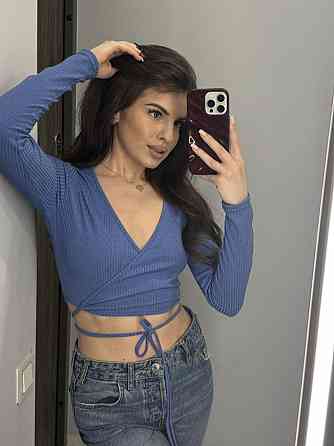 Женская базовая кофта на запах с завязками на талии турецкий рубчик Голубой, 42 Одесса