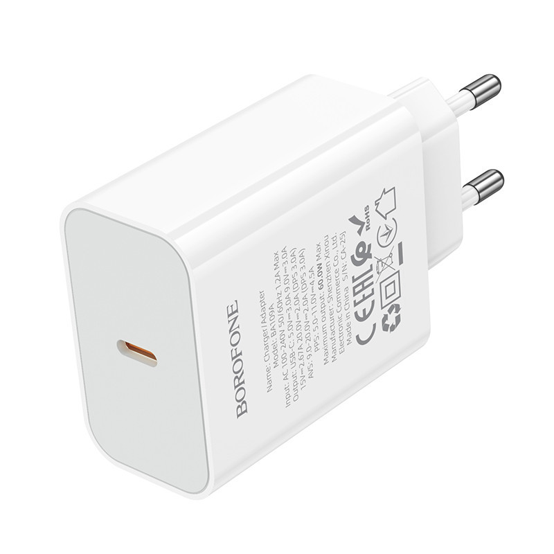 Сетевое зарядное устройство BOROFONE BA109A Star single port PD40W charger (EU) White Одесса - изображение 3