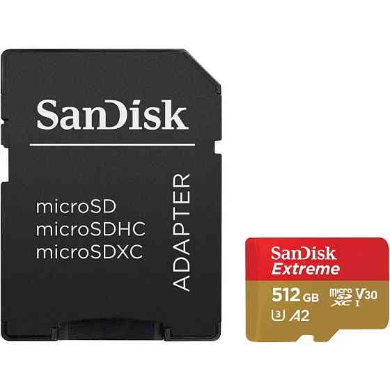 Картка пам'яті MicroSDXC 512 GB C10 UHS-I SanDisk Extreme V30 U3 R190/W130MB/s + SD (SDSQXAV-512G-GN6MA) 512 Харків