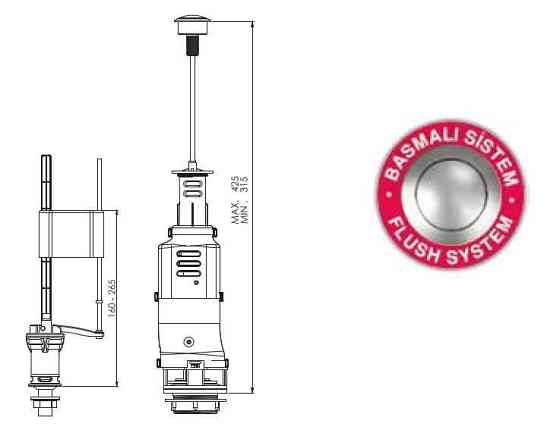 Арматура для бачка з клапаном нижньої подачі латунь NKP 0110 Харків