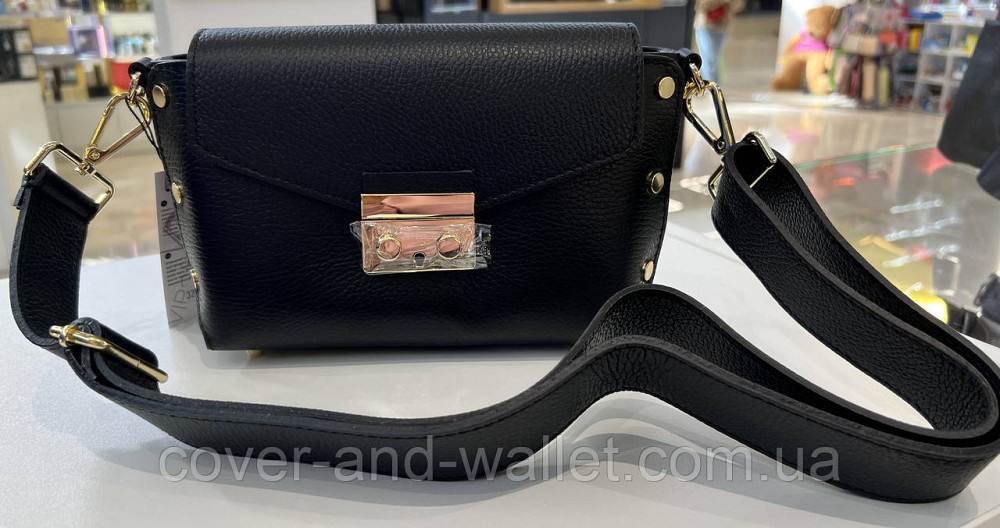 Стильная женская сумка кросс-боди из фактурной кожи черного цвета Virginia Conti Киев - изображение 2