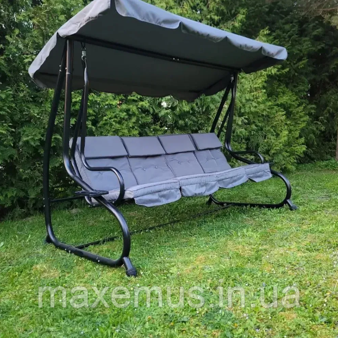 Садовые качели 4-х местная раскладная Bonro B 0 4 4 Серая с навесом и подушками (до 300 кг) Мостиська - фото 6