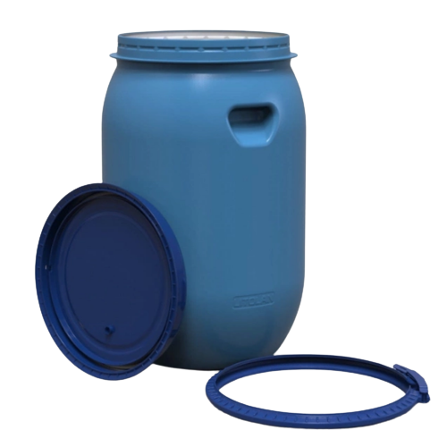Бочка харчова 65л d37см 3 шари синя пластик.хомут + засувка LITOLAN Житомир - изображение 2
