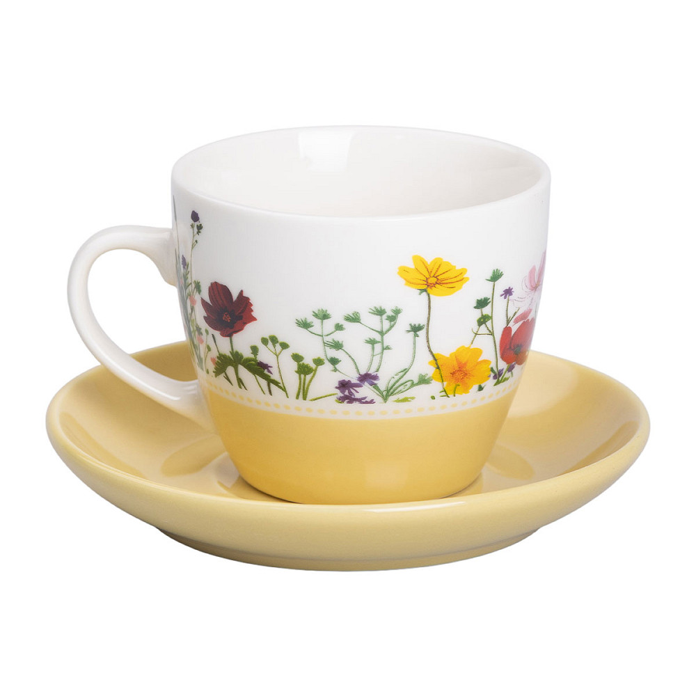 Liling Rongxiang Ceramic порцелянова чашка з блюдцем 250 мл з квітами Жовта RX-N24723Y Киев - изображение 3