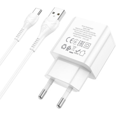Зарядное устройство HOCO C98A Proton USB QC3.0 + cable USB to USB-C White (6931474766878) Винница - изображение 2